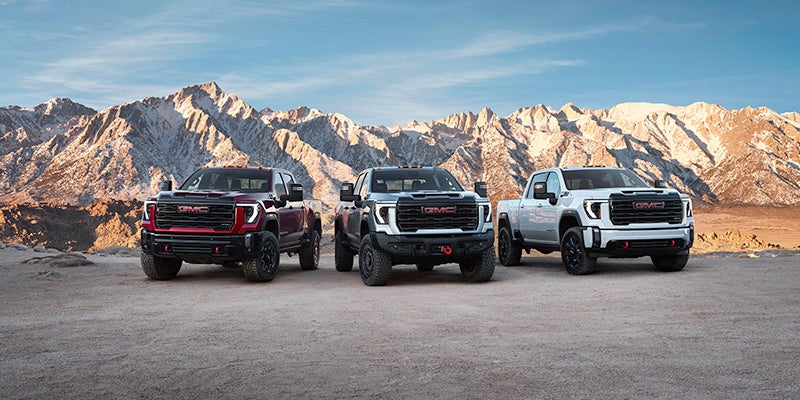 line up of brand new GMC Sierra 2500's