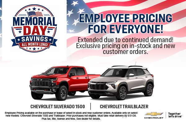 Employee Pricing Memorial Day 