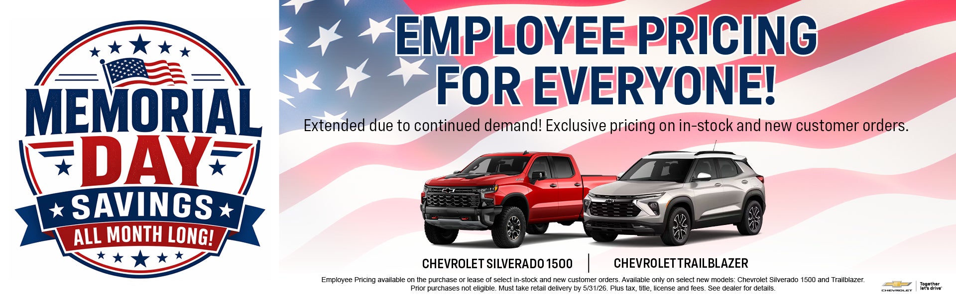 Employee Pricing Memorial Day 